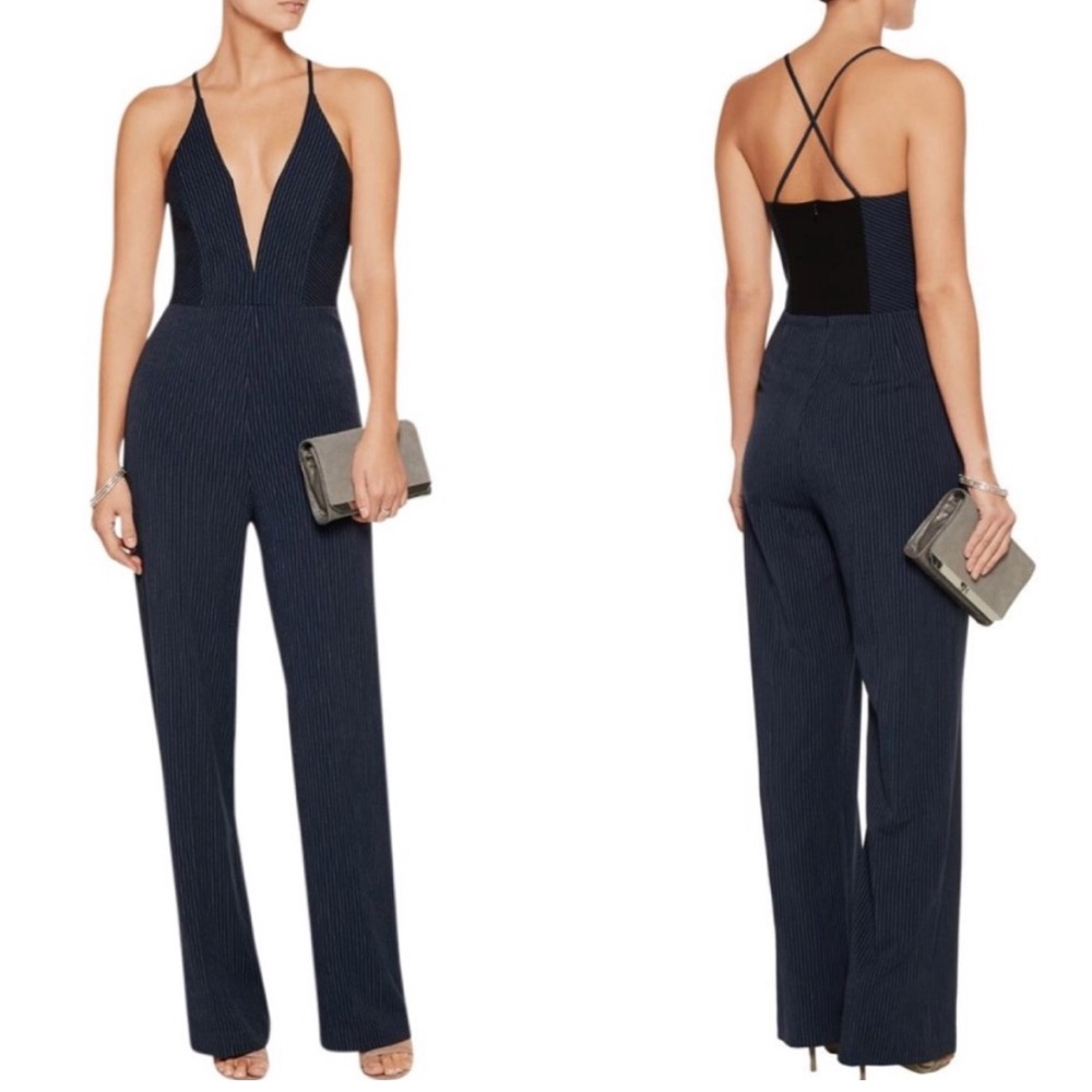 NWOT Mason Michelle navy pinstripes jumpsuit size 0